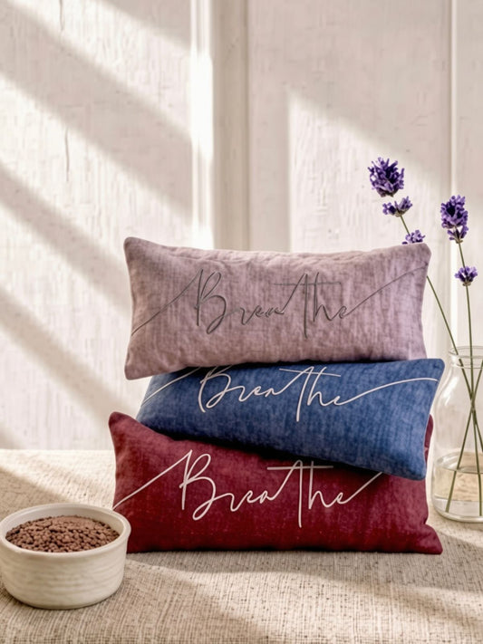 Breathe Embroidered Linen and Lavender Eye Pillow