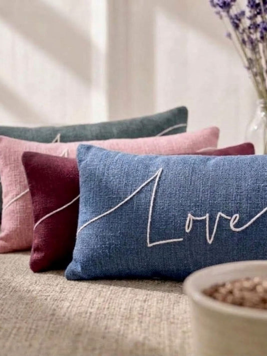 Love Embroidered Linen and Lavender Eye Pillow