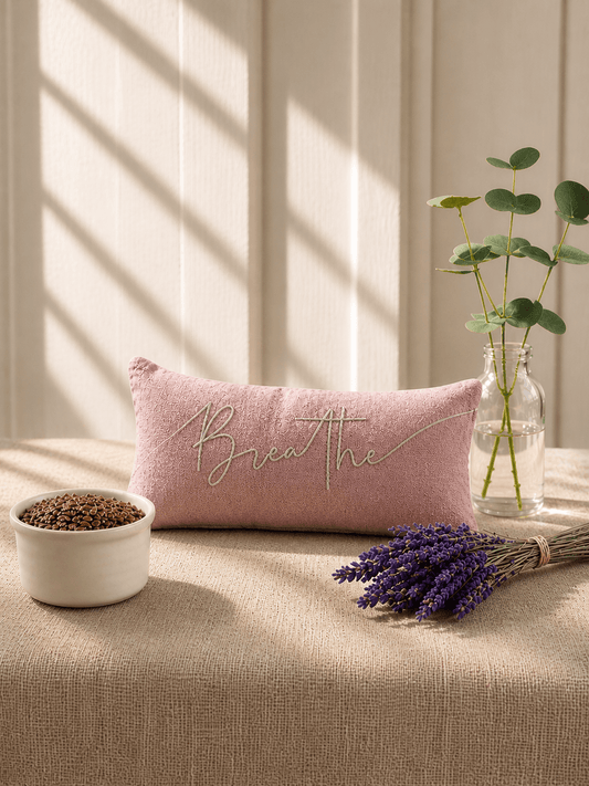 Breathe Embroidered Linen and Lavender Eye Pillow