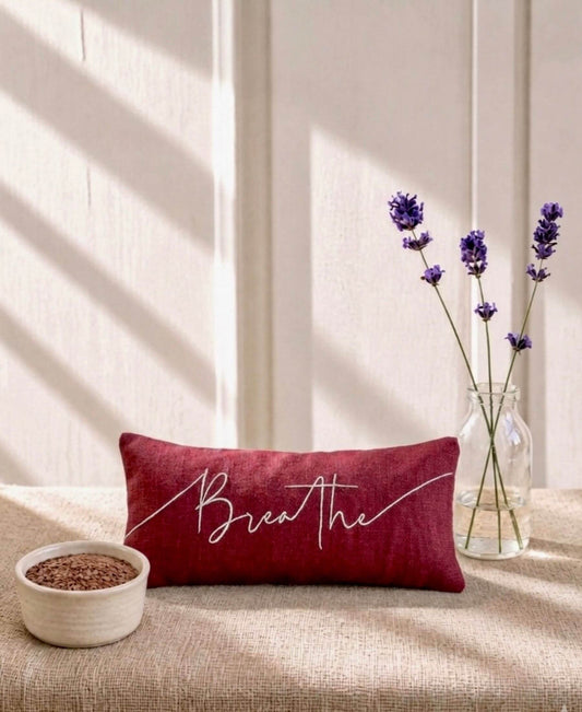 Breathe Embroidered Linen and Lavender Eye Pillow
