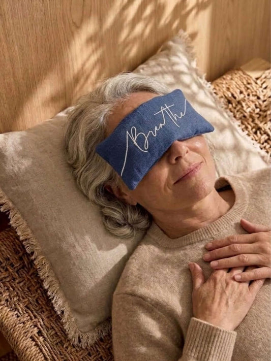 Breathe Embroidered Linen and Lavender Eye Pillow
