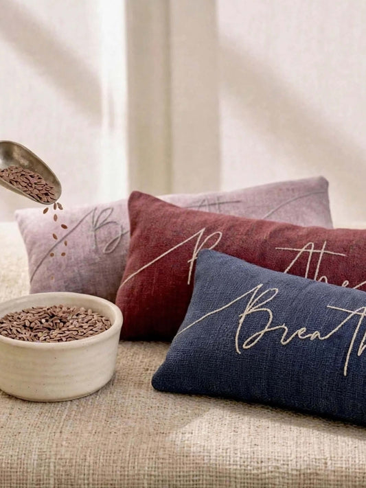 Breathe Embroidered Linen and Lavender Eye Pillow