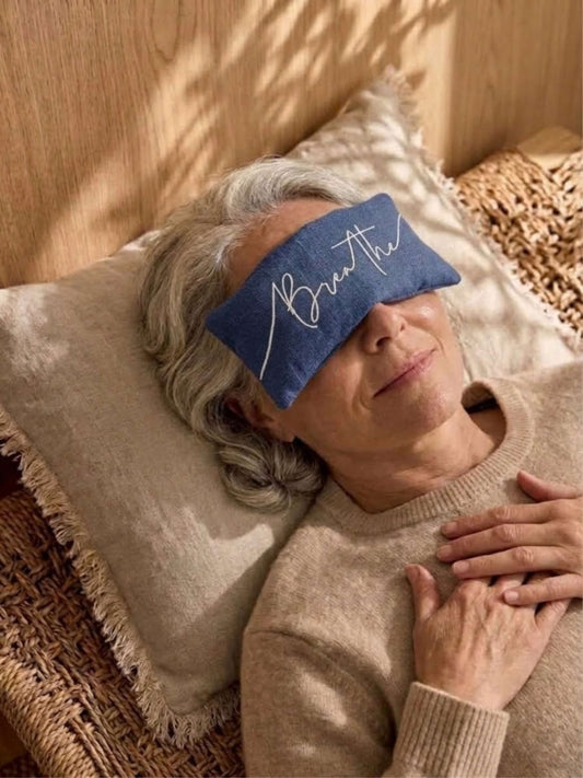 Breathe Embroidered Linen and Lavender Eye Pillow