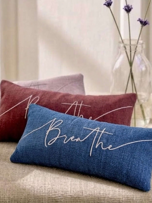 Breathe Embroidered Linen and Lavender Eye Pillow
