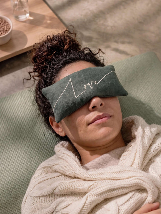 Love Embroidered Linen and Lavender Eye Pillow