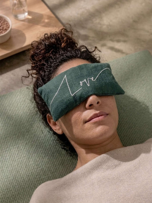 Love Embroidered Linen and Lavender Eye Pillow