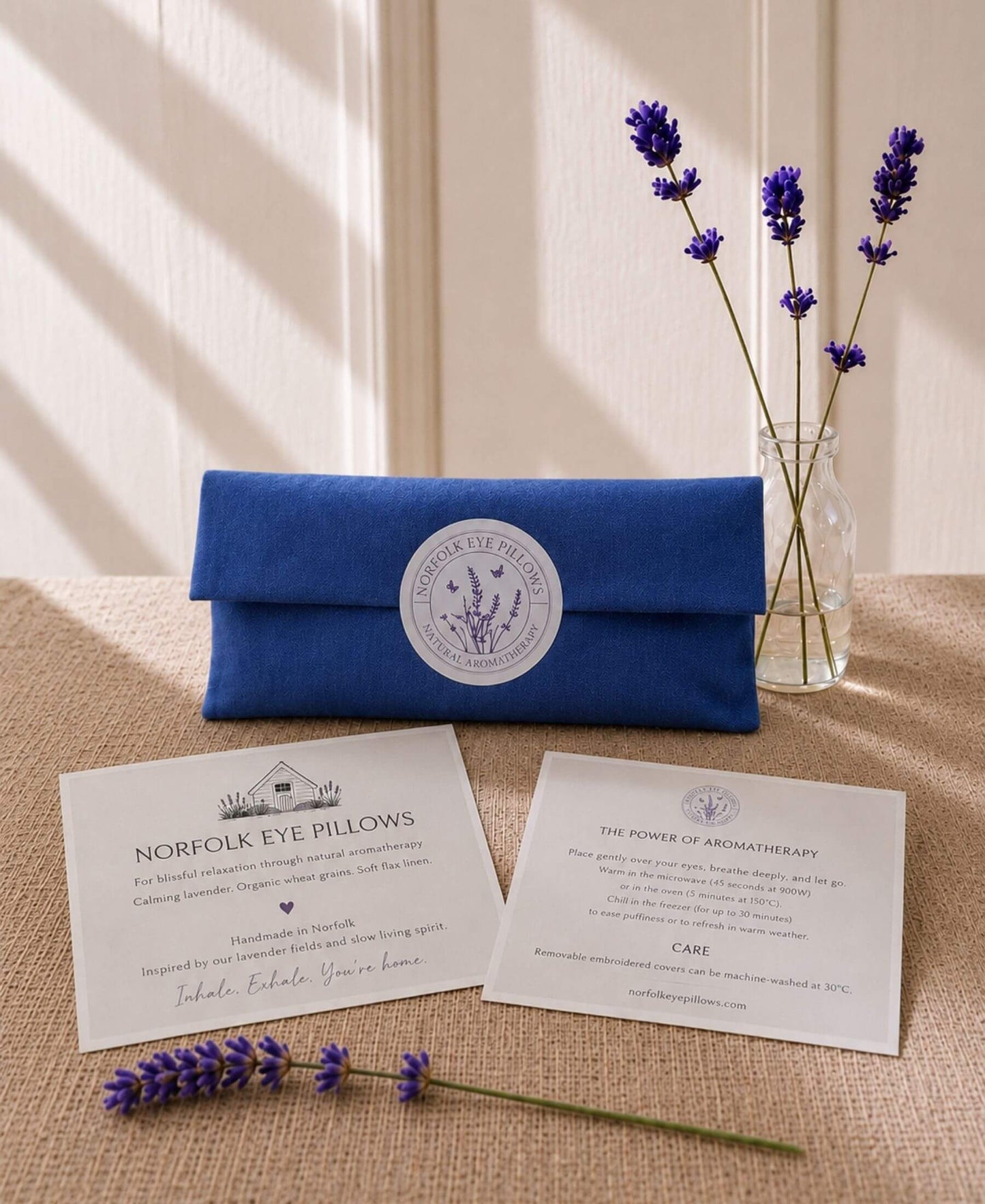 Gratitude Embroidered Linen and Lavender Eye Pillow