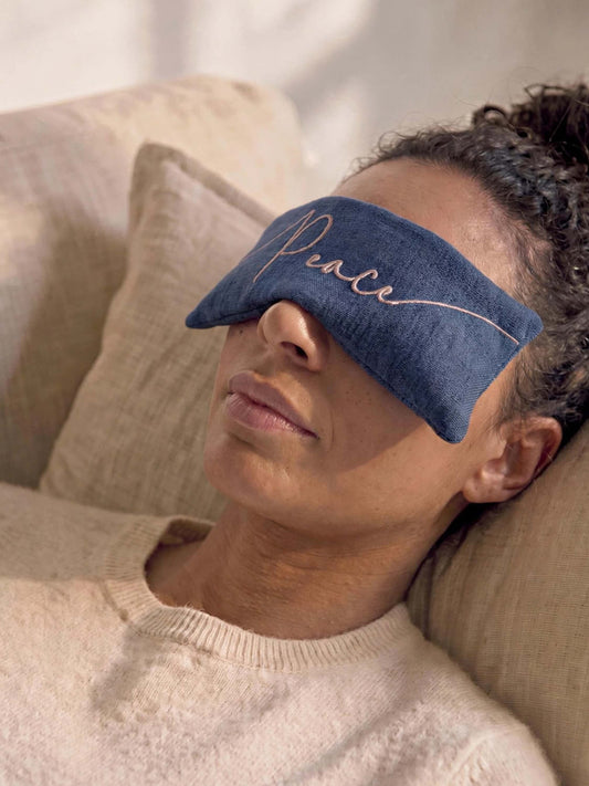 Peace Embroidered Linen and Lavender Eye Pillow