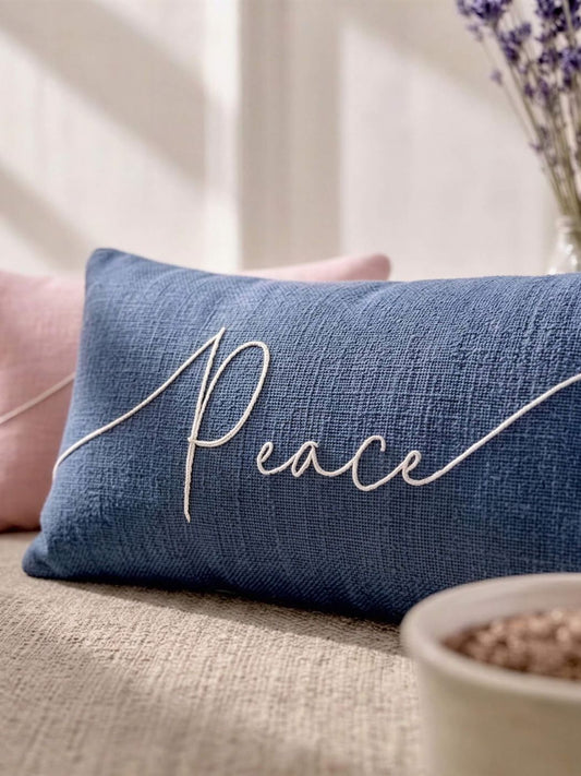 Peace Embroidered Linen and Lavender Eye Pillow