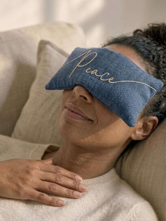 Peace Embroidered Linen and Lavender Eye Pillow