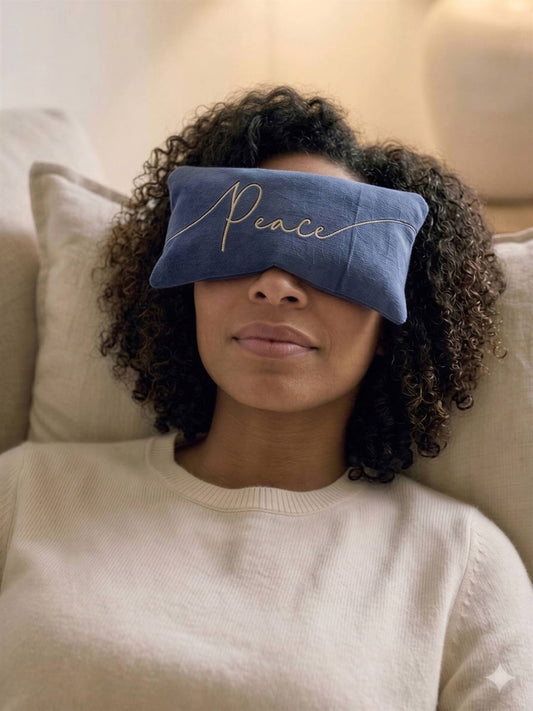 Peace Embroidered Linen and Lavender Eye Pillow