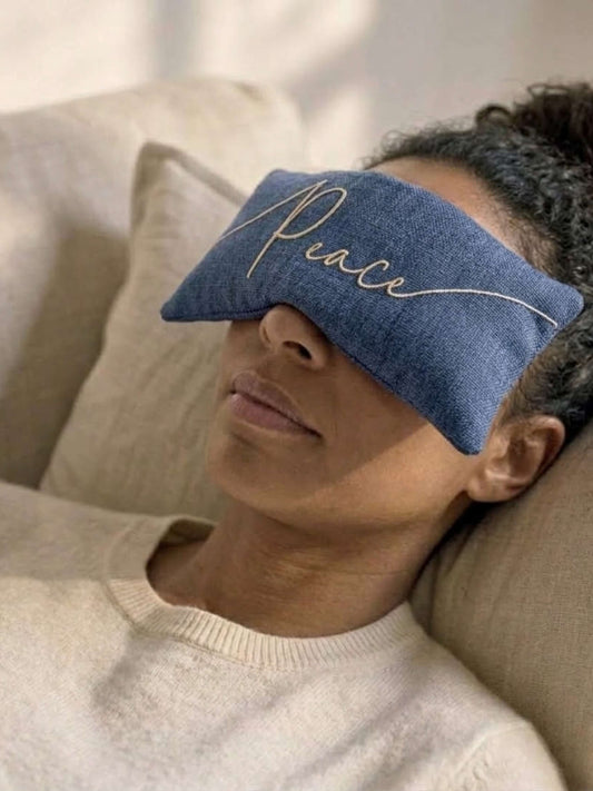 Peace Embroidered Linen and Lavender Eye Pillow