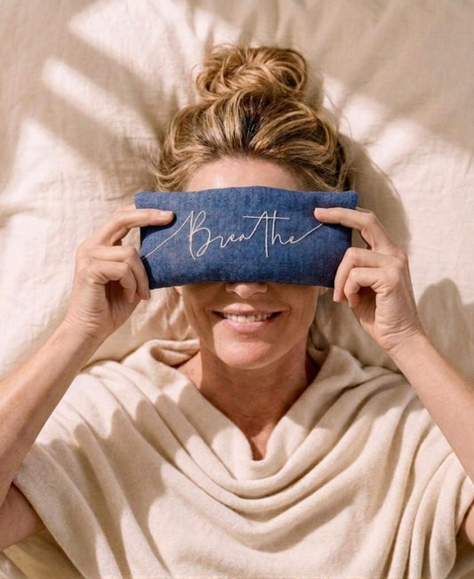Breathe Embroidered Linen and Lavender Eye Pillow