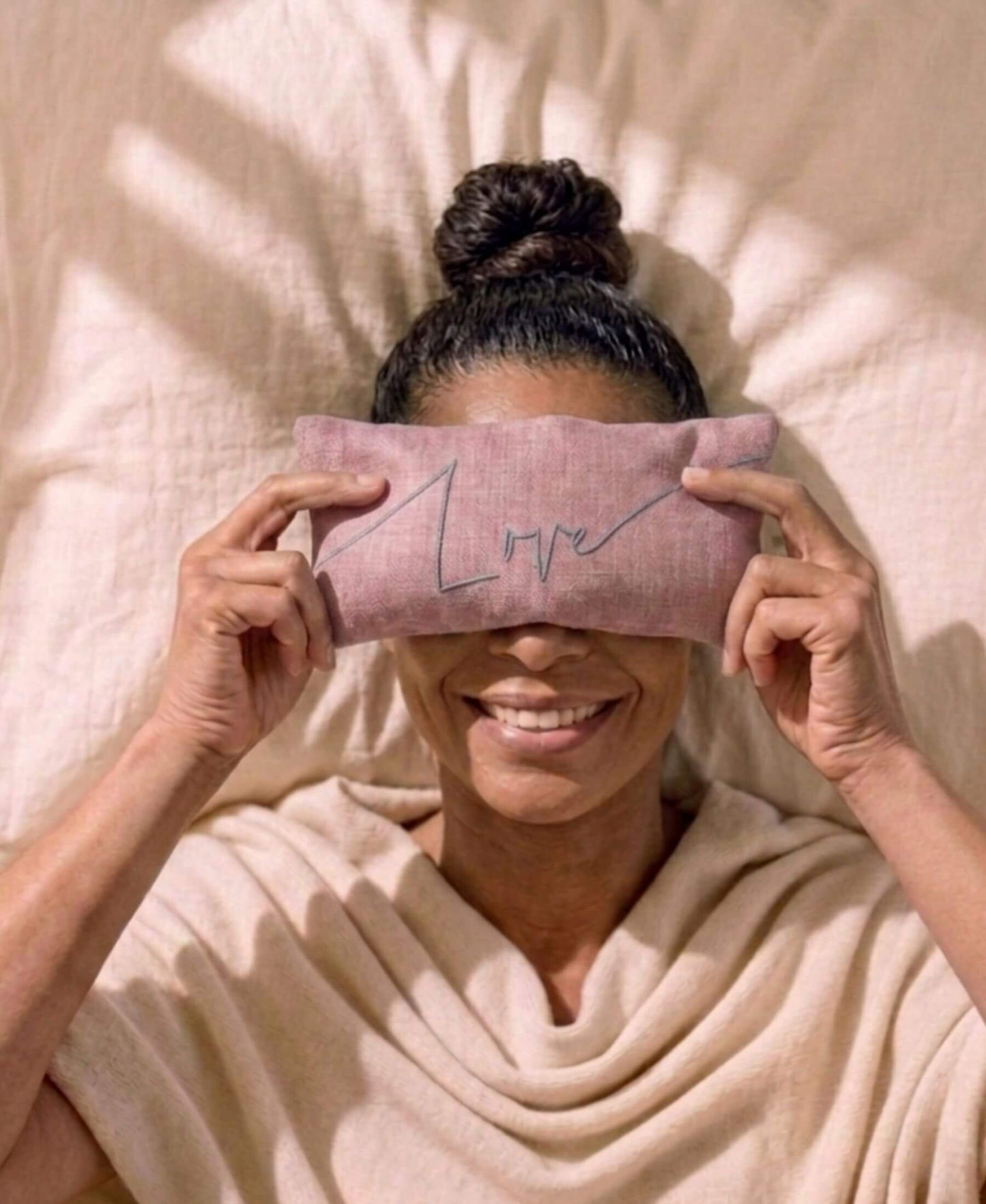 Love Embroidered Linen and Lavender Eye Pillow