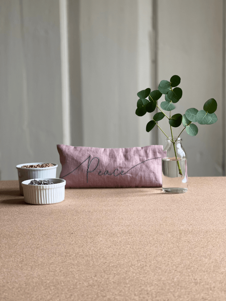 Peace Embroidered Linen and Lavender Eye Pillow