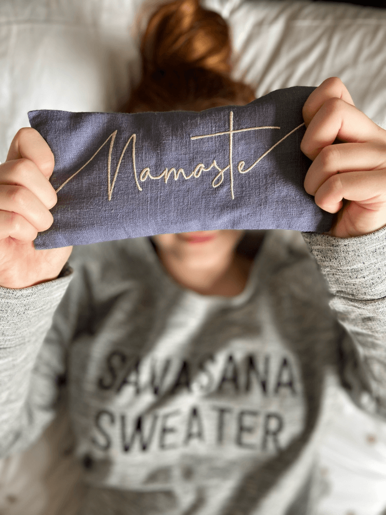 Namaste Embroidered Linen and Lavender Eye Pillow