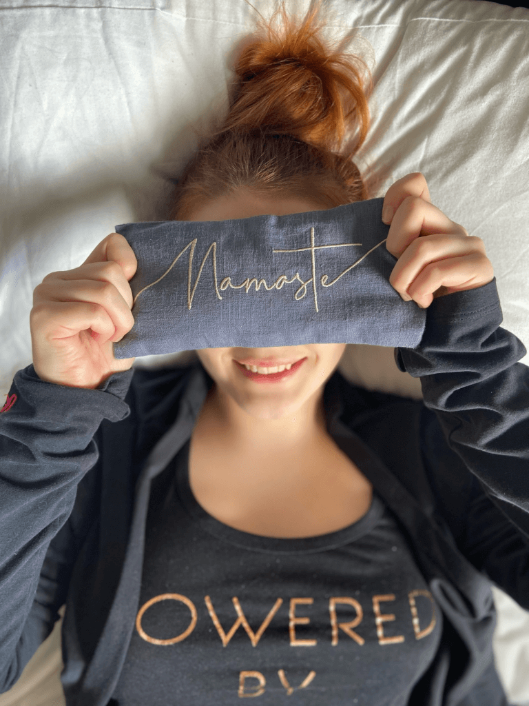 Namaste Embroidered Linen and Lavender Eye Pillow