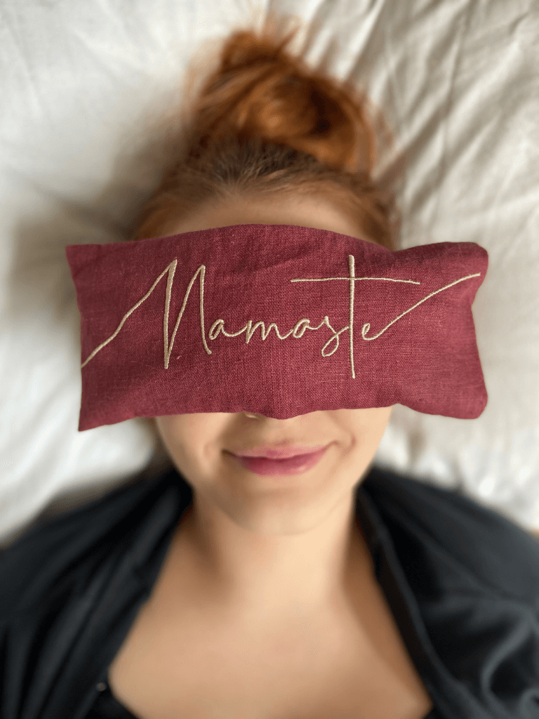 Namaste Embroidered Linen and Lavender Eye Pillow