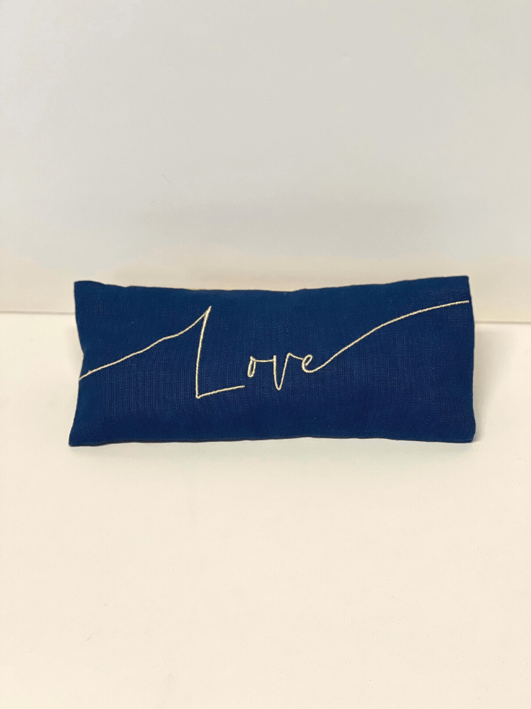 Love Embroidered Linen and Lavender Eye Pillow