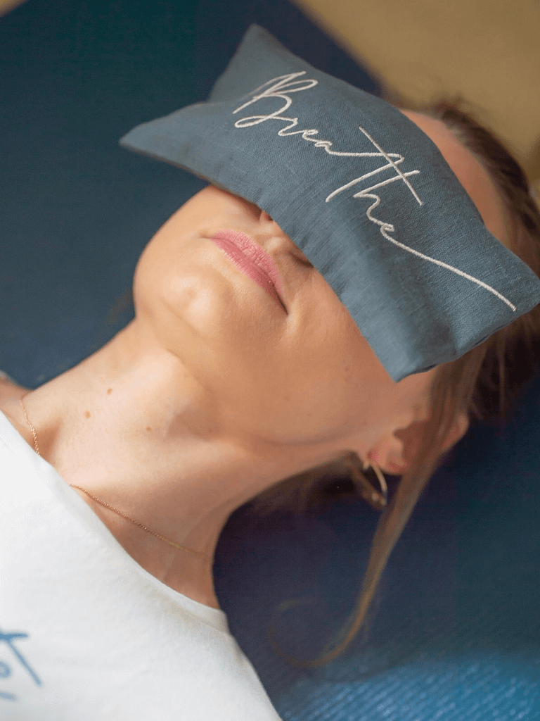 Breathe Embroidered Linen and Lavender Eye Pillow