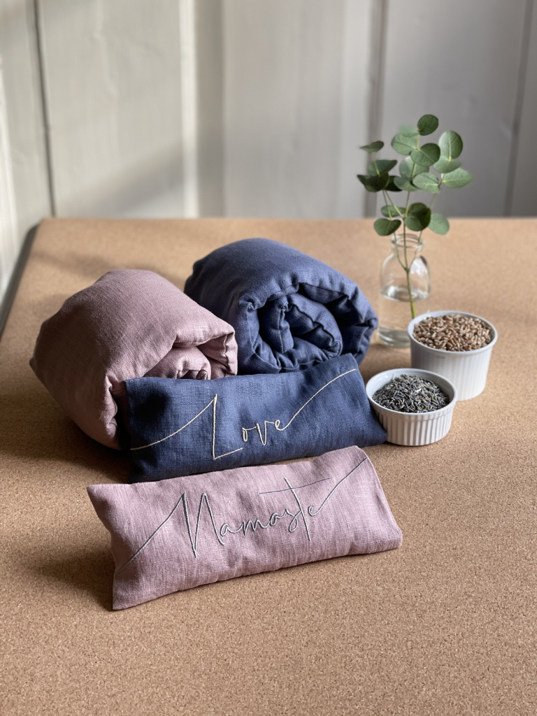 Love Embroidered Linen and Lavender Eye Pillow