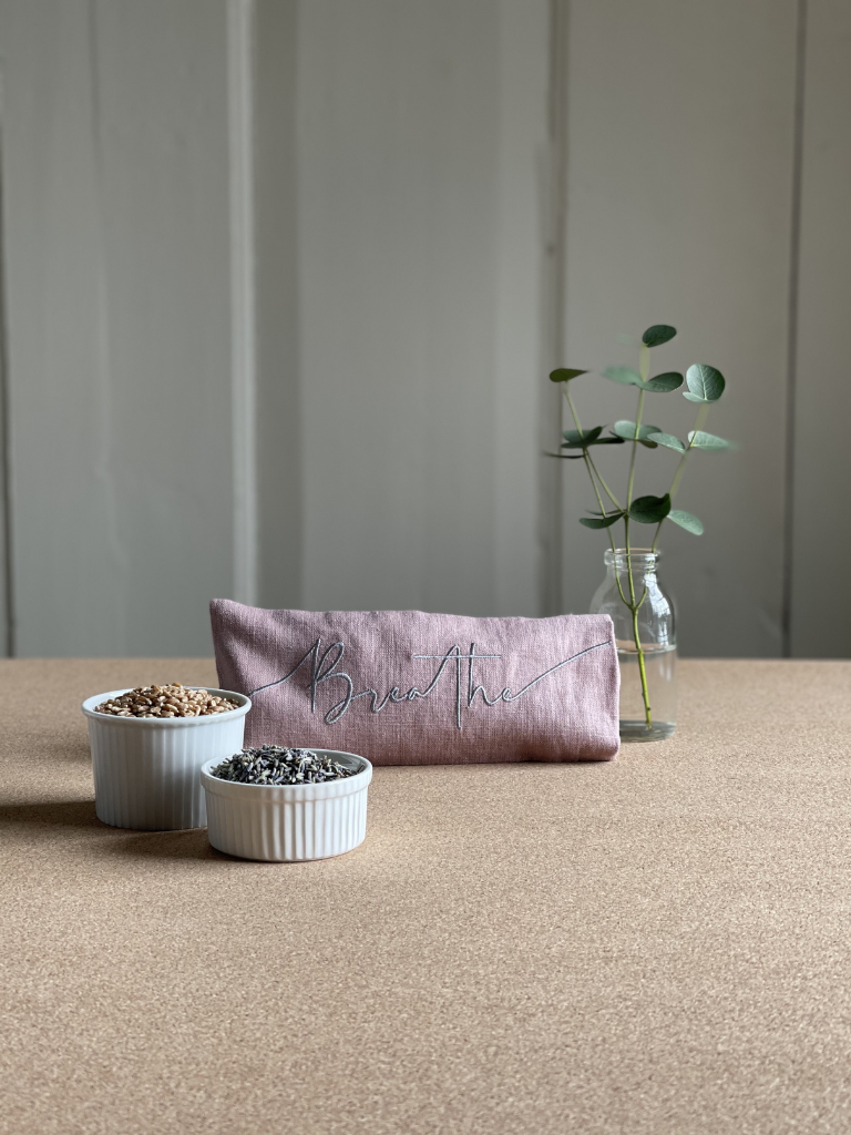 Breathe Embroidered Linen and Lavender Eye Pillow