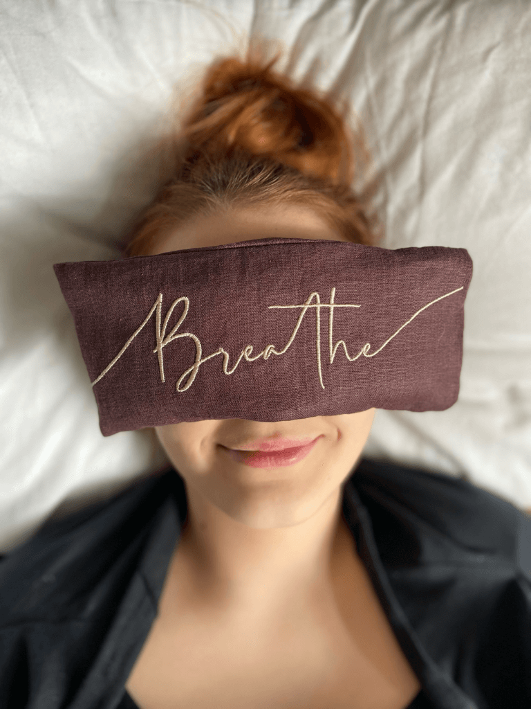 Breathe Embroidered Linen and Lavender Eye Pillow