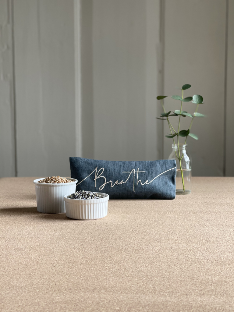 Breathe Embroidered Linen and Lavender Eye Pillow