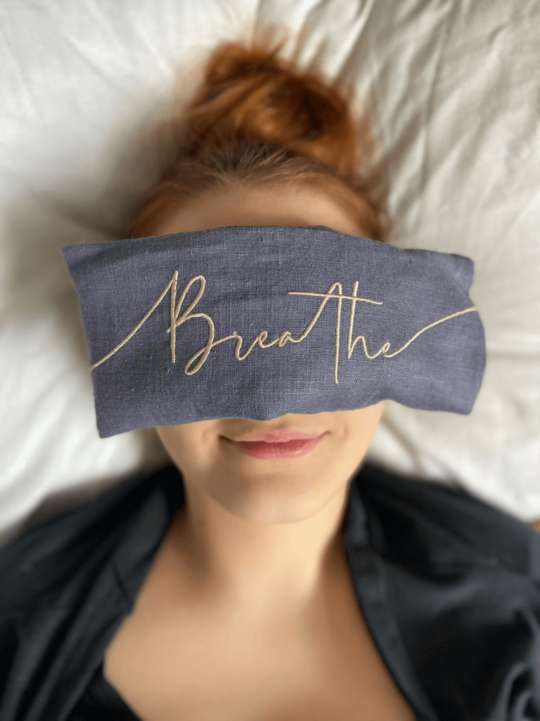 Breathe Embroidered Linen and Lavender Eye Pillow