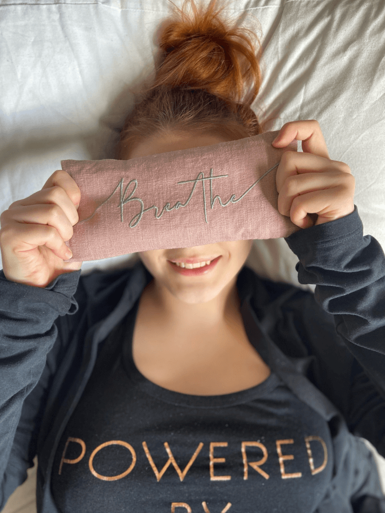 Breathe Embroidered Linen and Lavender Eye Pillow